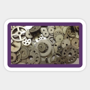 metal, vintage, old, technology, abstract,  mechanical, gold, connect, gears, photo, mechanism Sticker